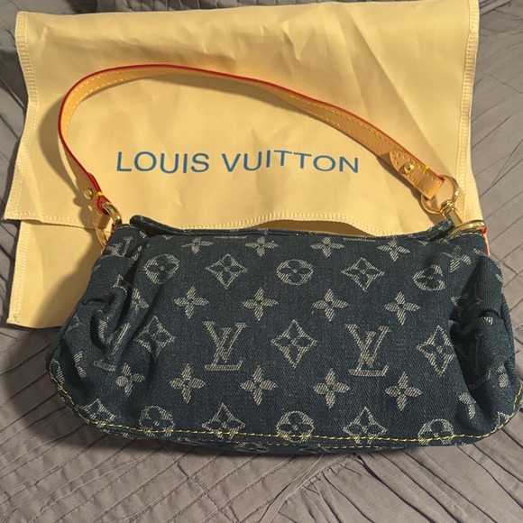 Louis Vuitton Look Alike Denim Monogram Shoulder Bag - Picture 2 of 6